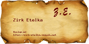 Zirk Etelka névjegykártya